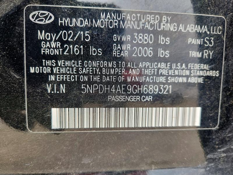 Aukcja sprzedaży 2016 Hyundai Elantra, vin: 5NPDH4AE9GH689321, numer aukcji: 50648376