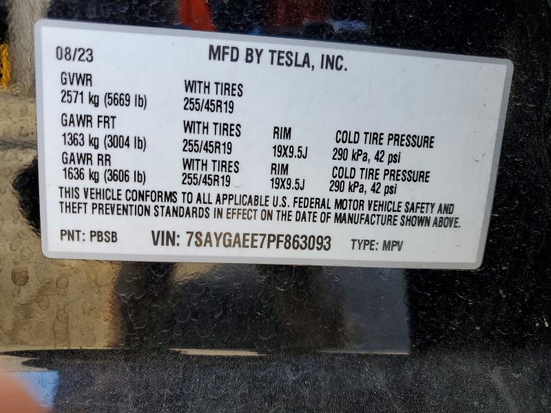 Aukcja sprzedaży 2023 Tesla Model Y, vin: 7SAYGAEE7PF863093, numer aukcji: 48811696