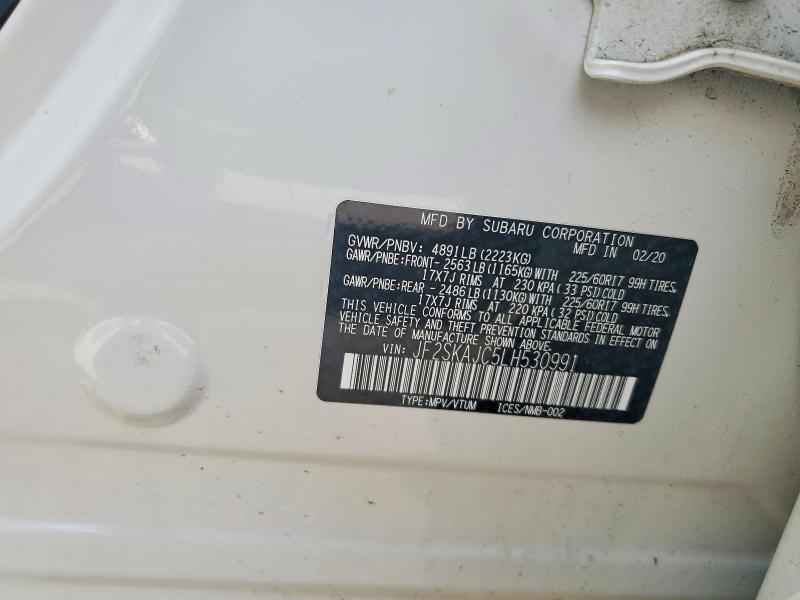 Aukcja sprzedaży 2020 Subaru Forester, vin: JF2SKAJC5LH530991, numer aukcji: 51024776