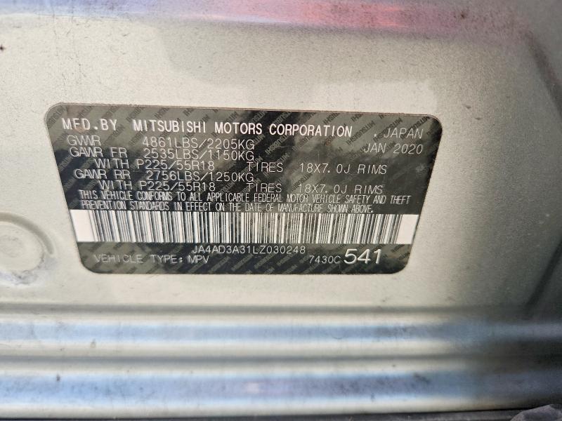 Aukcja sprzedaży 2020 Mitsubishi Outlander, vin: JA4AD3A31LZ030248, numer aukcji: 51834516