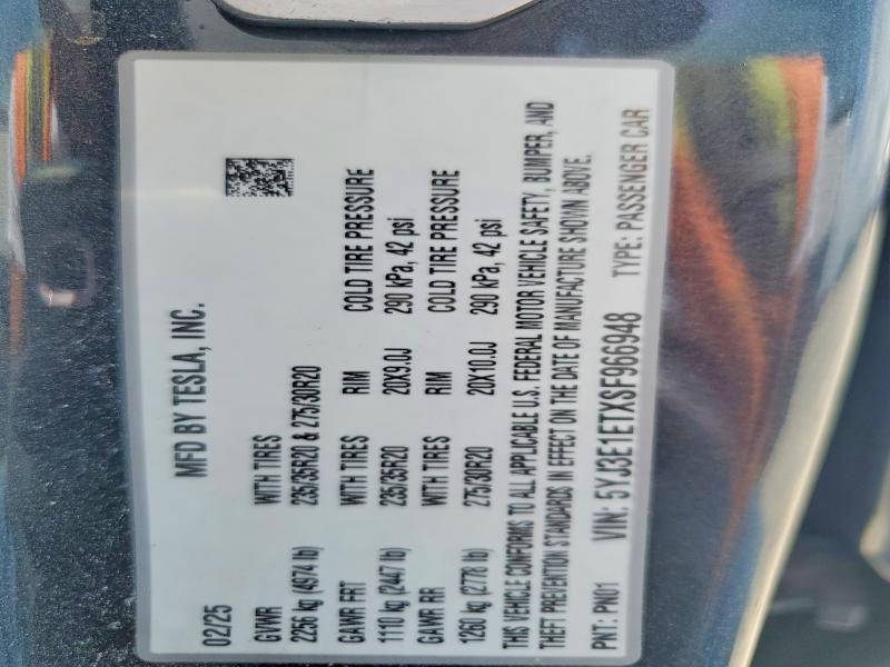 Продаж на аукціоні авто 2025 Tesla Model 3, vin: 5YJ3E1ETXSF966948, номер лоту: 50064156