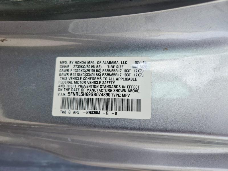 Aukcja sprzedaży 2016 Honda Odyssey, vin: 5FNRL5H69GB074890, numer aukcji: 51665476