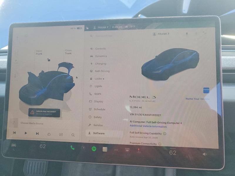 Продаж на аукціоні авто 2025 Tesla Model 3, vin: 5YJ3E1EA6SF062027, номер лоту: 49140326