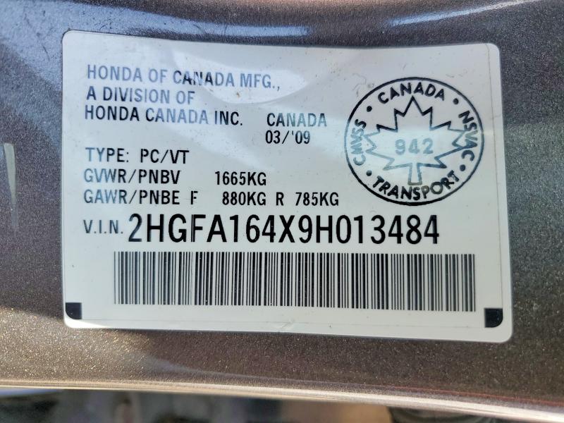 Продажа на аукционе авто 2009 Honda Civic, vin: 2HGFA164X9H013484, номер лота: 50780246