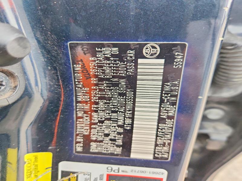 51262826 :رقم المزاد ، 4T1BF1FK1HU655001 vin ، 2017 Toyota Camry مزاد بيع