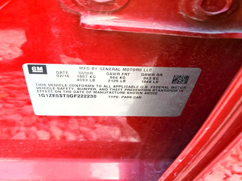 51531206 :رقم المزاد ، 1G1ZE5ST0GF222230 vin ، 2016 Chevrolet Malibu مزاد بيع