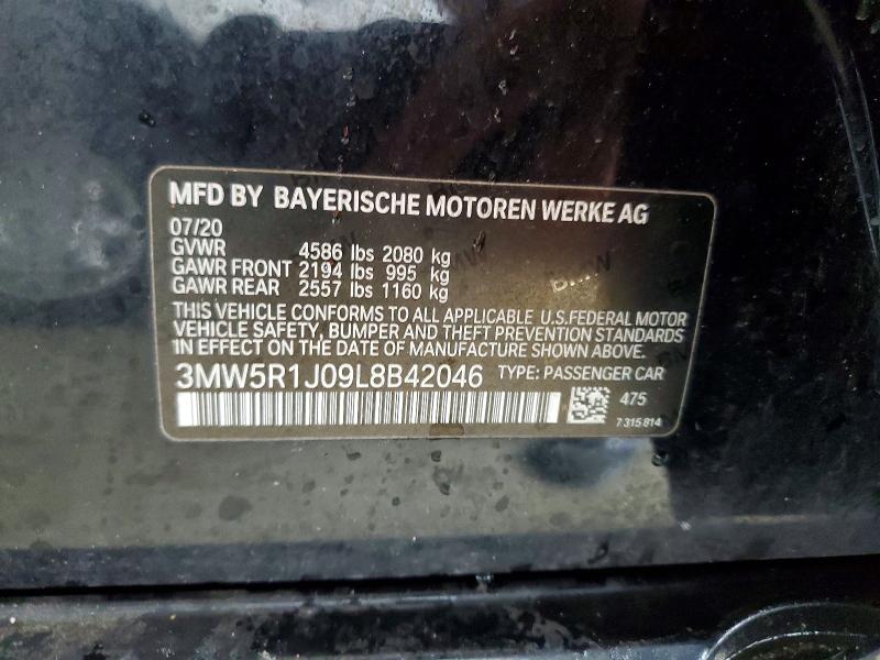 Aukcja sprzedaży 2020 Bmw 330i, vin: 3MW5R1J09L8B42046, numer aukcji: 49945766