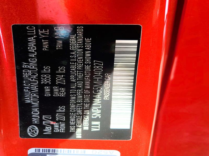 Auction sale of the 2021 Hyundai Elantra, vin: 5NPLN4AG5MH040827, lot number: 50314076