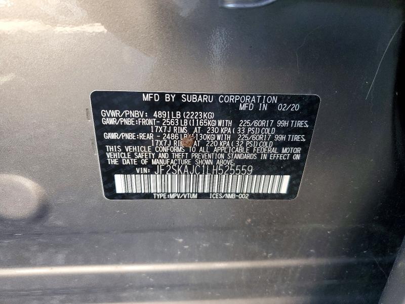 48950276 :رقم المزاد ، JF2SKAJC1LH525559 vin ، 2020 Subaru Forester مزاد بيع