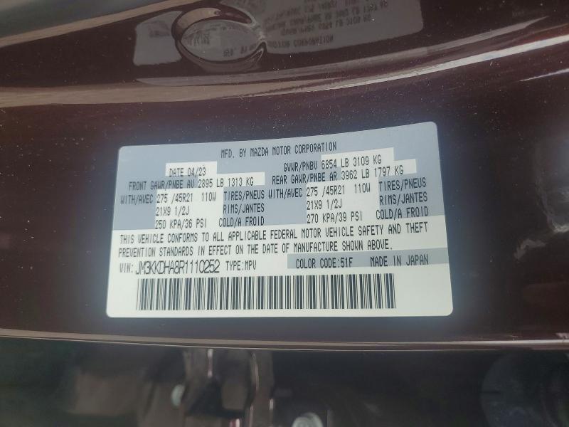 Продажа на аукционе авто 2024 Mazda Cx-90, vin: JM3KKDHA8R1110252, номер лота: 51387996