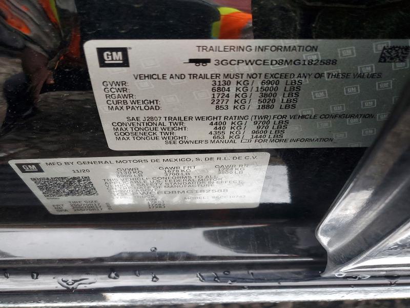 Aukcja sprzedaży 2021 Chevrolet Silverado, vin: 3GCPWCED8MG182588, numer aukcji: 50704426