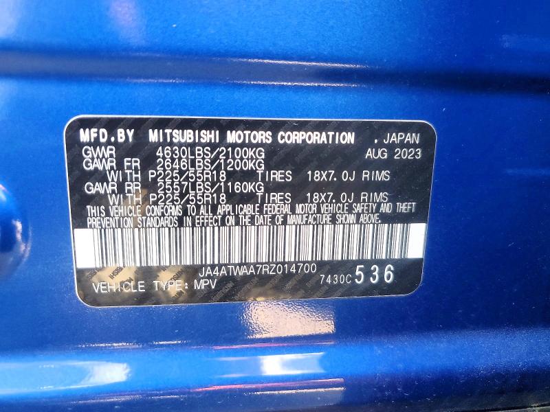 Aukcja sprzedaży 2024 Mitsubishi Eclipse Cross, vin: JA4ATWAA7RZ014700, numer aukcji: 50914876