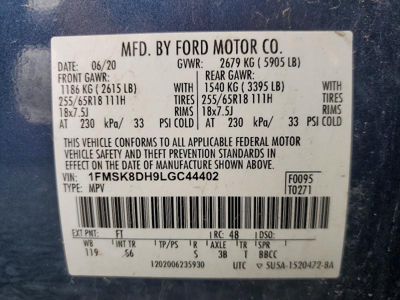 Aukcja sprzedaży 2020 Ford Explorer, vin: 1FMSK8DH9LGC44402, numer aukcji: 49711136