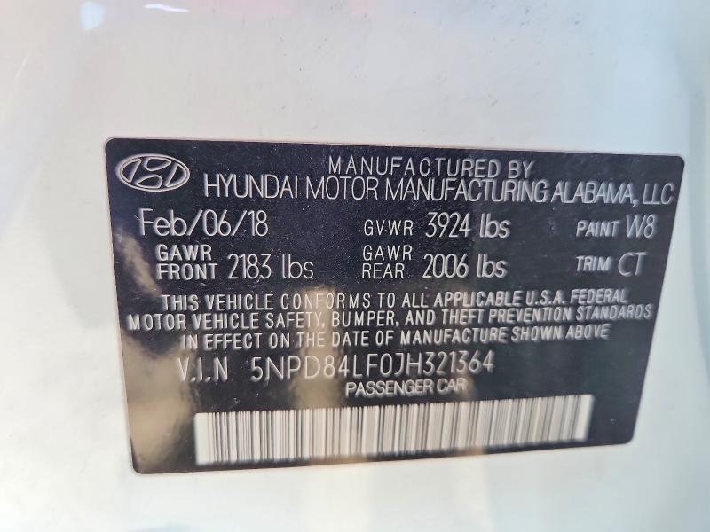 Aukcja sprzedaży 2018 Hyundai Elantra, vin: 5NPD84LF0JH321364, numer aukcji: 51344046