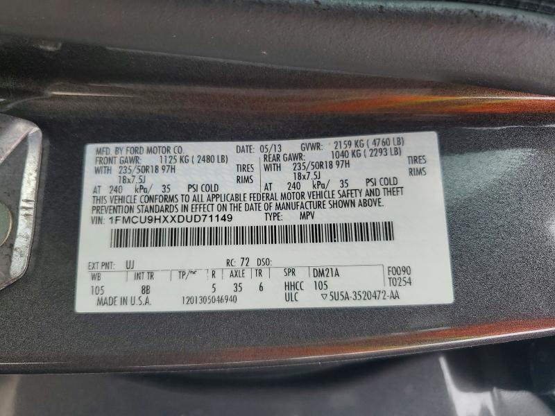 Продаж на аукціоні авто 2013 Ford Escape, vin: 1FMCU9HXXDUD71149, номер лоту: 51063936