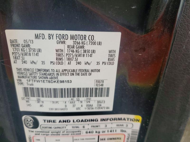 Aukcja sprzedaży 2013 Ford F150, vin: 1FTFW1ET8DKE98153, numer aukcji: 51353326