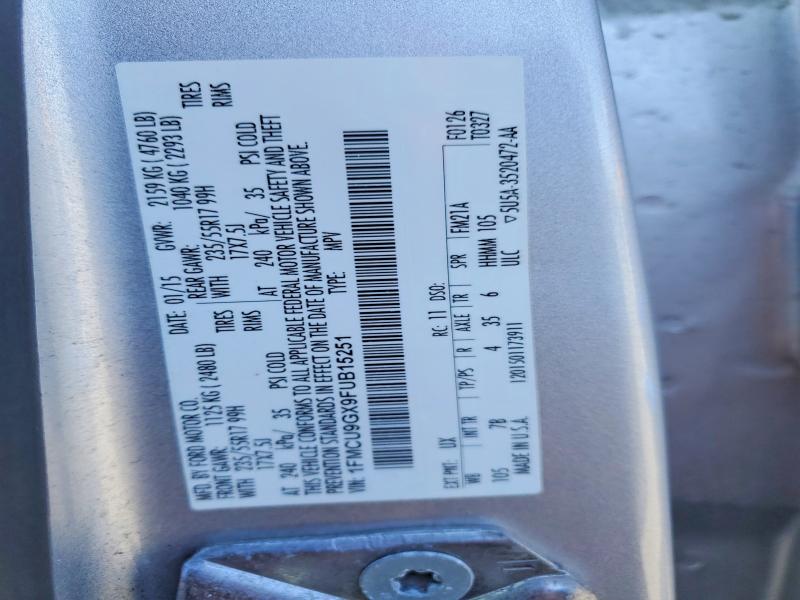 Aukcja sprzedaży 2015 Ford Escape, vin: 1FMCU9GX9FUB15251, numer aukcji: 51297506