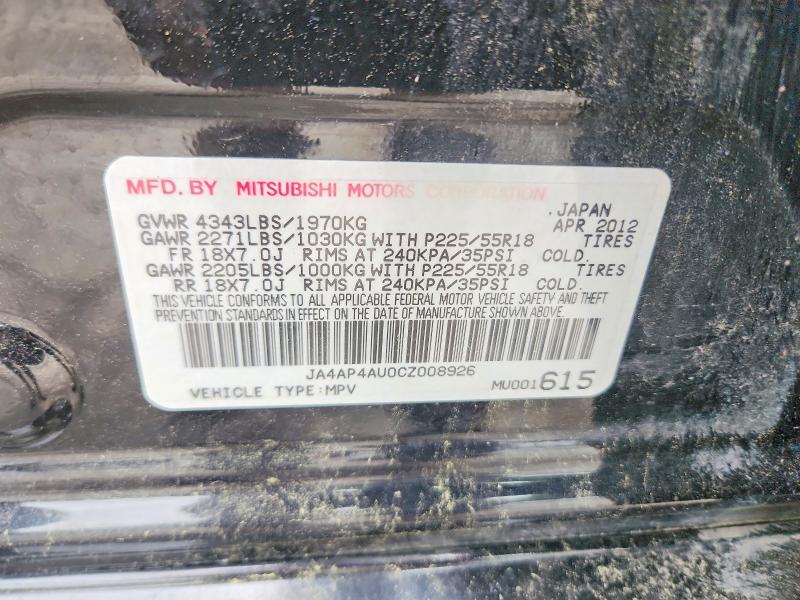 Продажа на аукционе авто 2012 Mitsubishi Outlander Sport, vin: JA4AP4AU0CZ008926, номер лота: 52048736