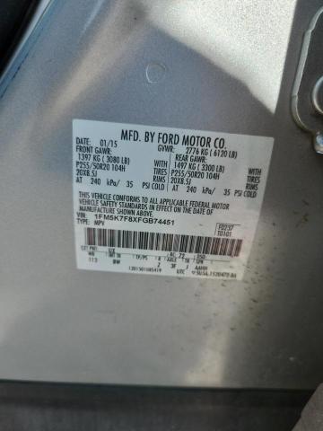 Продаж на аукціоні авто 2015 Ford Explorer, vin: 1FM5K7F8XFGB74451, номер лоту: 50887946
