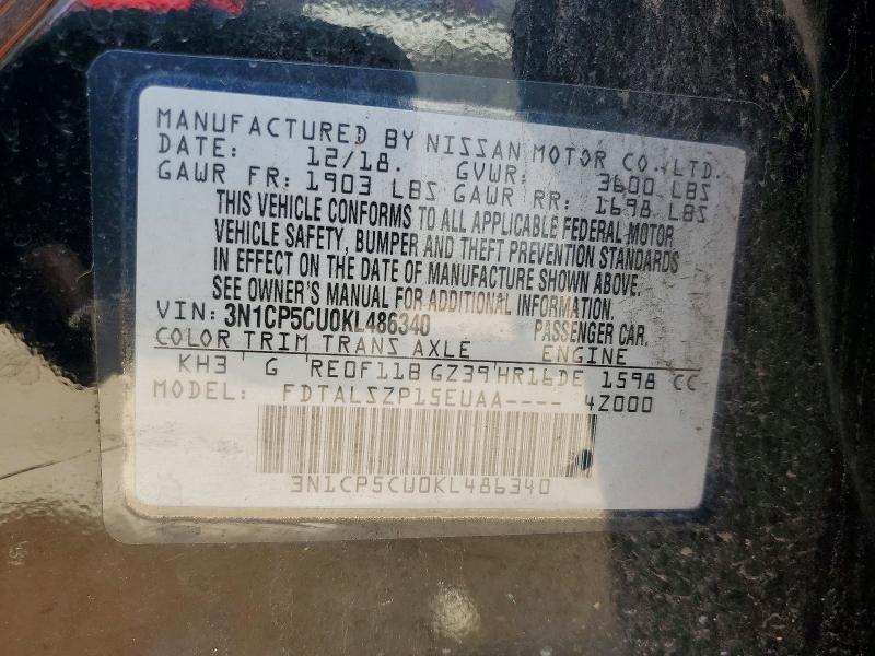 Продаж на аукціоні авто 2019 Nissan Kicks, vin: 3N1CP5CU0KL486340, номер лоту: 50259666