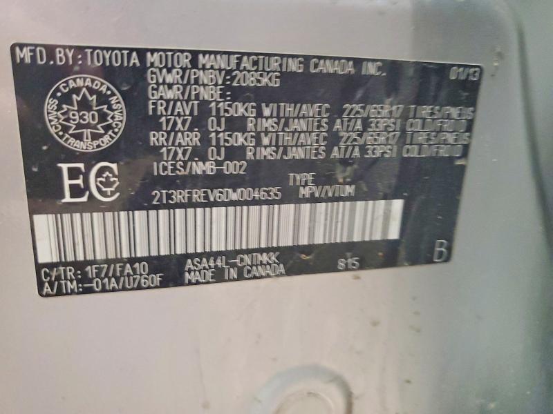 49923896 :رقم المزاد ، 2T3RFREV6DW004635 vin ، 2013 Toyota Rav4 مزاد بيع