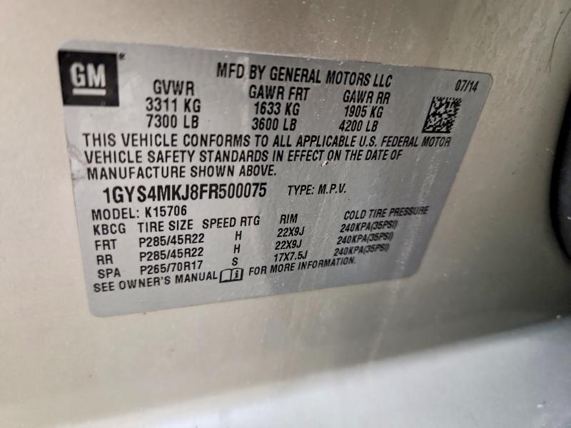49460756 :رقم المزاد ، 1GYS4MKJ8FR500075 vin ، 2015 Cadillac Escalade مزاد بيع