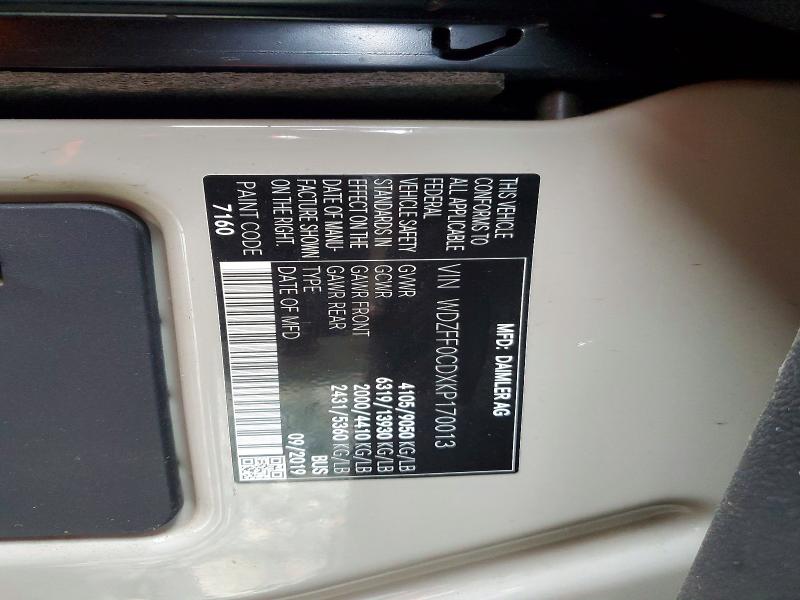 48137376 :رقم المزاد ، WDZFF0CDXKP170013 vin ، 2019 Mercedes-benz Sprinter مزاد بيع