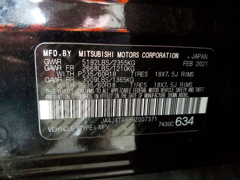 Продаж на аукціоні авто 2022 Mitsubishi Outlander, vin: JA4J4TA88NZ007371, номер лоту: 49907046