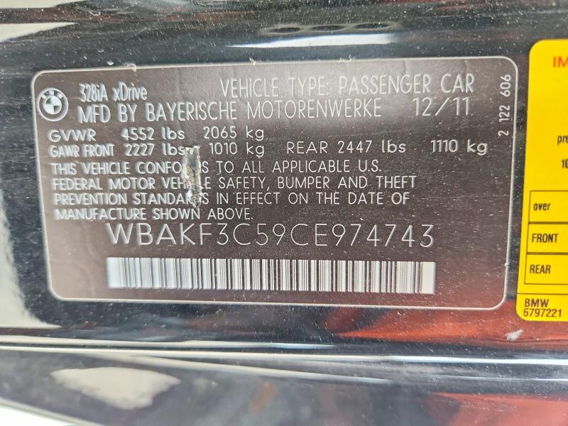 Aukcja sprzedaży 2012 Bmw 328, vin: WBAKF3C59CE974743, numer aukcji: 51851146