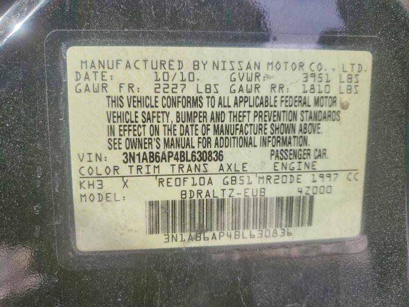 50953486 :رقم المزاد ، 3N1AB6AP4BL630836 vin ، 2011 Nissan Sentra مزاد بيع