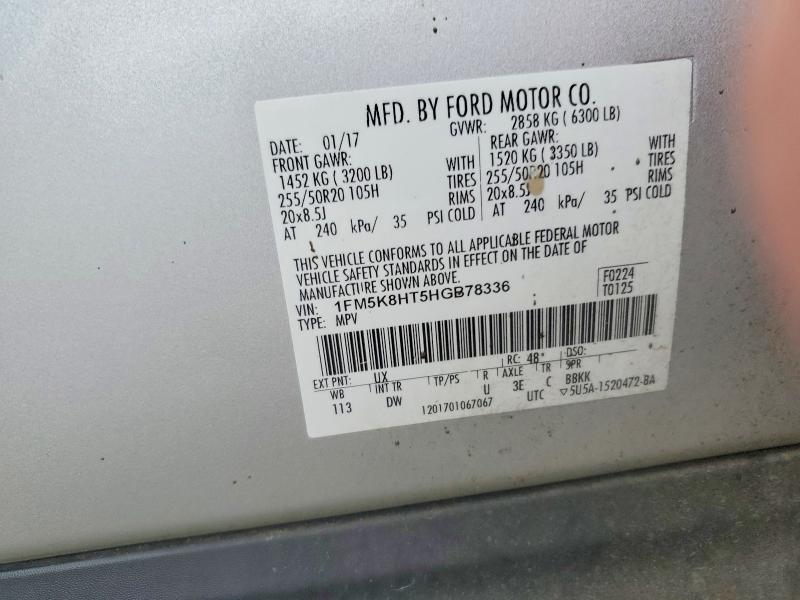 Продаж на аукціоні авто 2017 Ford Explorer, vin: 1FM5K8HT5HGB78336, номер лоту: 48409846