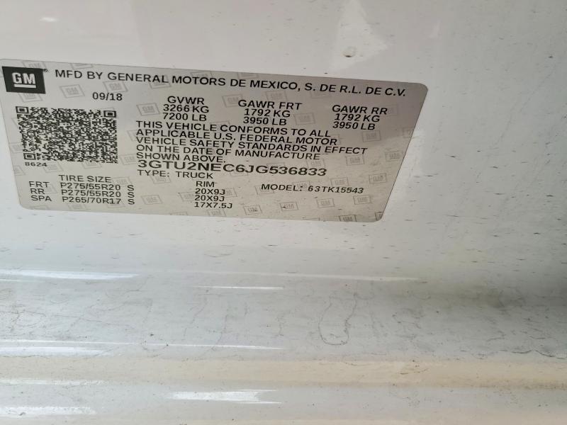 Aukcja sprzedaży 2018 Gmc Sierra, vin: 3GTU2NEC6JG536833, numer aukcji: 49224306