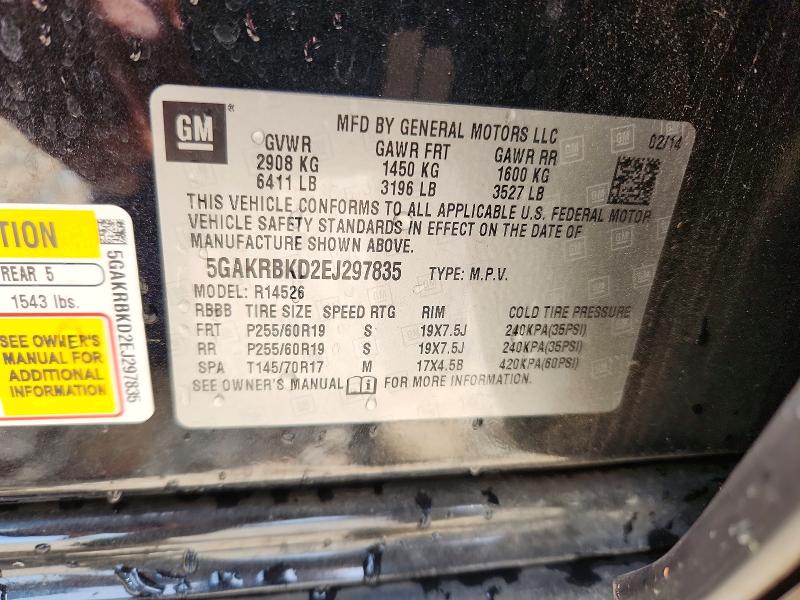 2014 Buick Enclave მანქანა იყიდება აუქციონზე, vin: 5GAKRBKD2EJ297835, აუქციონის ნომერი: 48925816