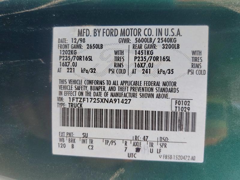 Aukcja sprzedaży 1999 Ford F150, vin: 1FTZF1725XNA91427, numer aukcji: 51147916