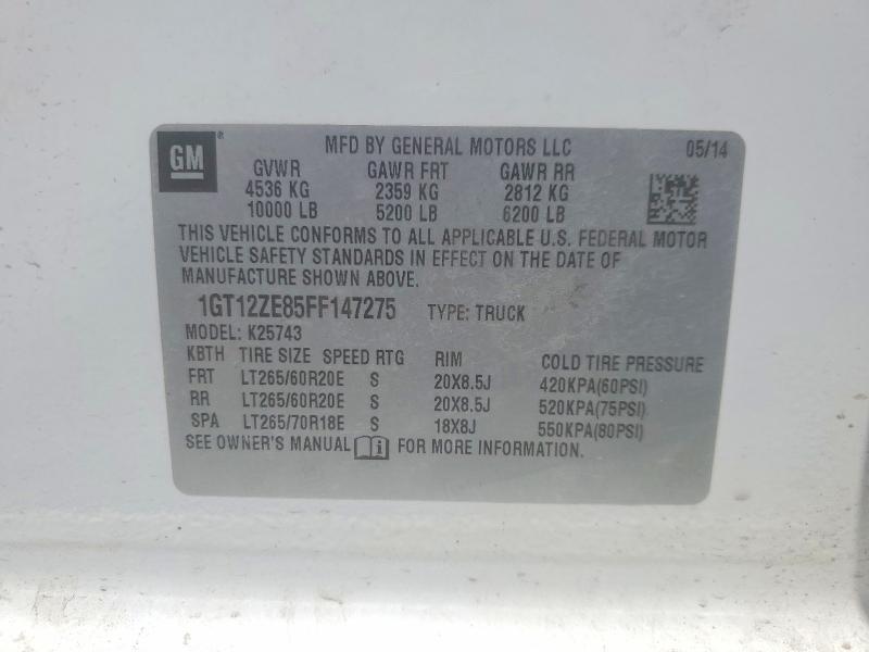 50240996 :رقم المزاد ، 1GT12ZE85FF147275 vin ، 2015 Gmc Sierra مزاد بيع