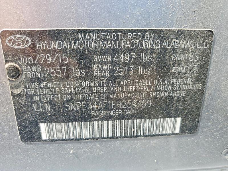 50278976 :رقم المزاد ، 5NPE34AF1FH259499 vin ، 2015 Hyundai Sonata مزاد بيع