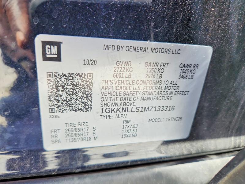 2021 Gmc Acadia მანქანა იყიდება აუქციონზე, vin: 1GKKNLLS1MZ133316, აუქციონის ნომერი: 52136036