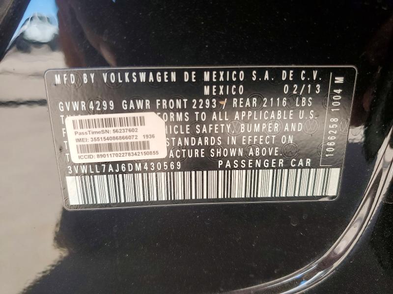 48155356 :رقم المزاد ، 3VWLL7AJ6DM430569 vin ، 2013 Volkswagen Jetta مزاد بيع