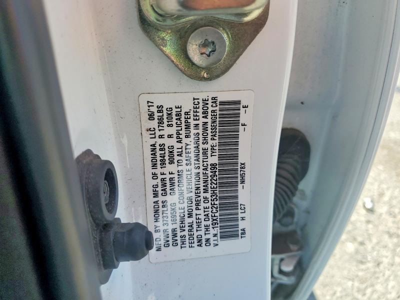 Aukcja sprzedaży 2017 Honda Civic, vin: 19XFC2F53HE229498, numer aukcji: 51623576