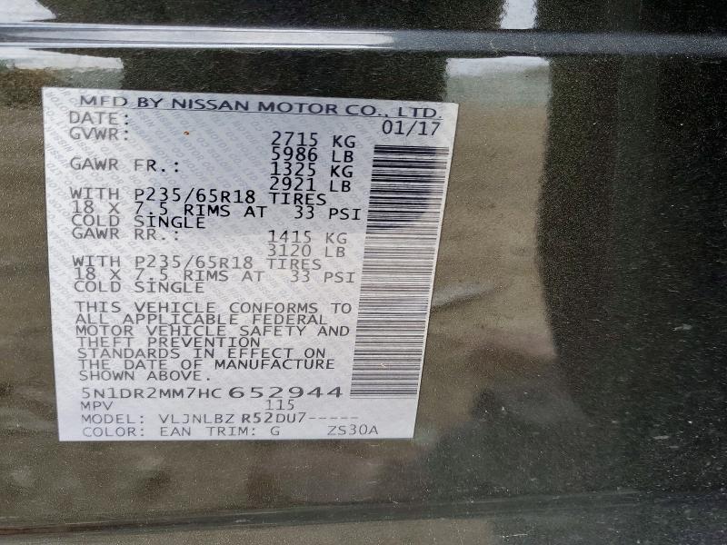 Aukcja sprzedaży 2017 Nissan Pathfinder, vin: 5N1DR2MM7HC652944, numer aukcji: 50348636