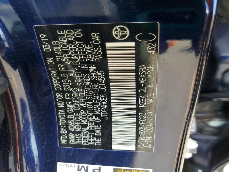 2020 Toyota Corolla მანქანა იყიდება აუქციონზე, vin: JTDP4RCE8LJ014595, აუქციონის ნომერი: 51859356