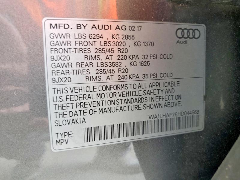 Продажа на аукционе авто 2017 Audi Q7, vin: WA1LHAF76HD044566, номер лота: 51151086
