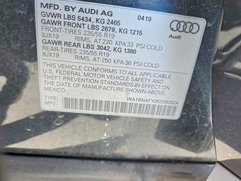 Aukcja sprzedaży 2019 Audi Q5, vin: WA1BNAFY0K2092824, numer aukcji: 50230276