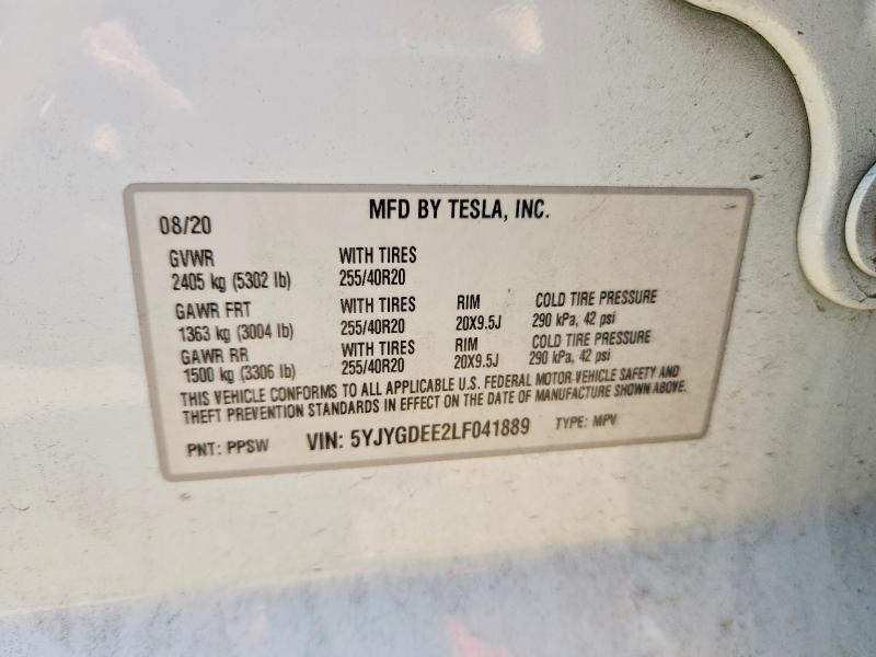 Продаж на аукціоні авто 2020 Tesla Model Y, vin: 5YJYGDEE2LF041889, номер лоту: 50798986