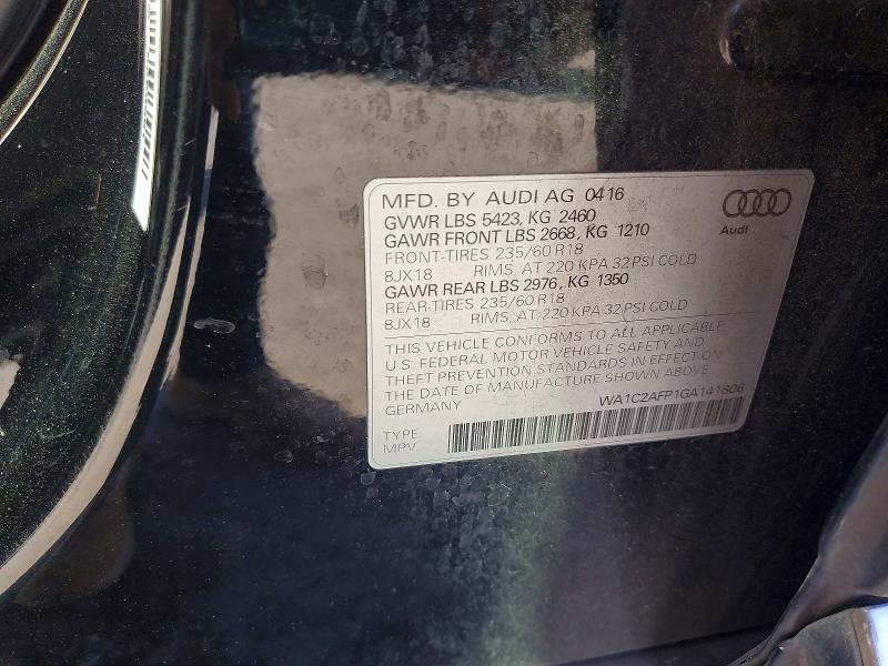 Продаж на аукціоні авто 2016 Audi Q5, vin: WA1C2AFP1GA141806, номер лоту: 50920746