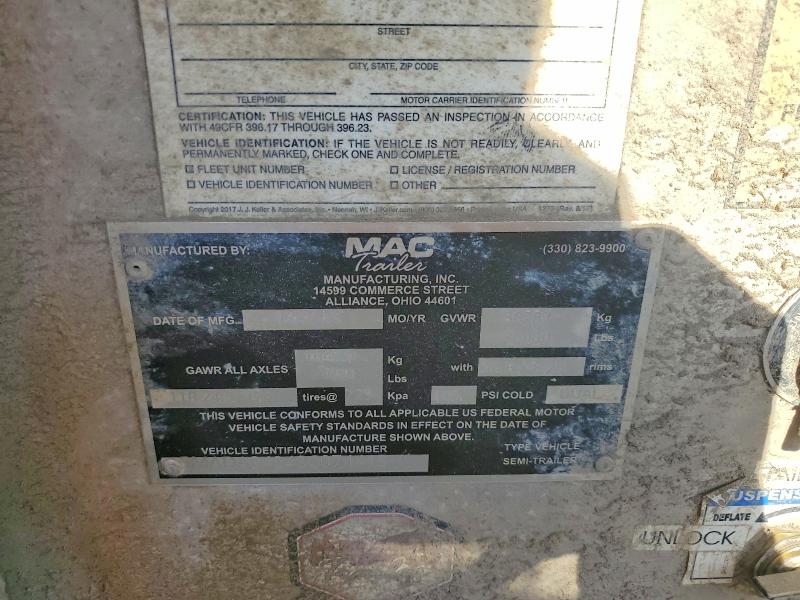 Auction sale of the 2025 Mac Trailer Unknown, vin: 5MADA3424SC074415, lot number: 57272526
