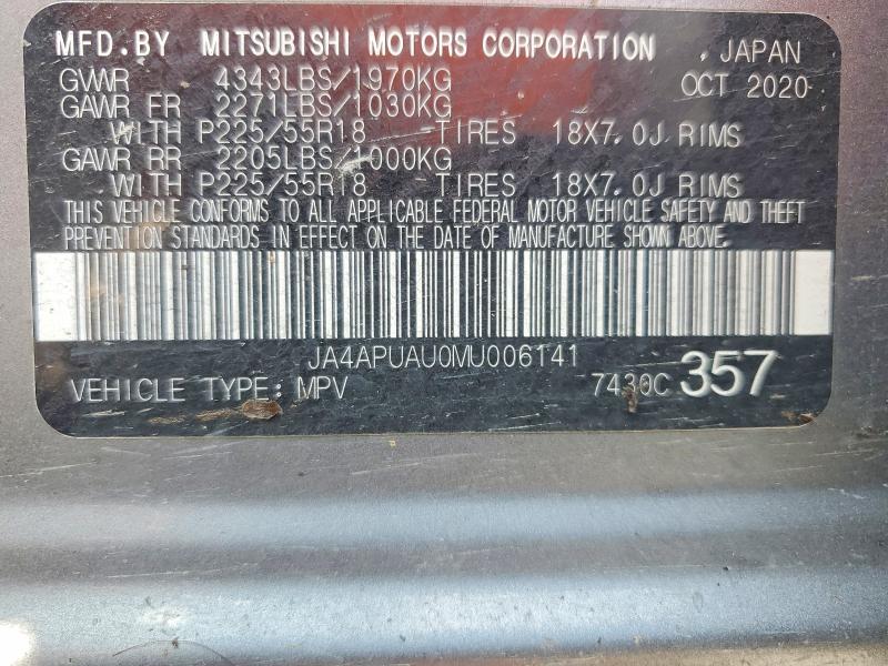 Продаж на аукціоні авто 2021 Mitsubishi Outlander Sport, vin: JA4APUAU0MU006141, номер лоту: 51501246