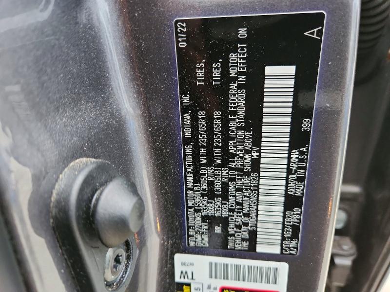 Aukcja sprzedaży 2022 Toyota Hilndr Hyb, vin: 5TDGARAH5NS511826, numer aukcji: 51610676