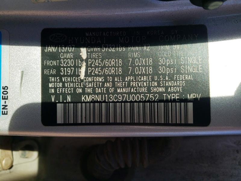 Продаж на аукціоні авто 2007 Hyundai Veracruz, vin: KM8NU13C97U005752, номер лоту: 49046876