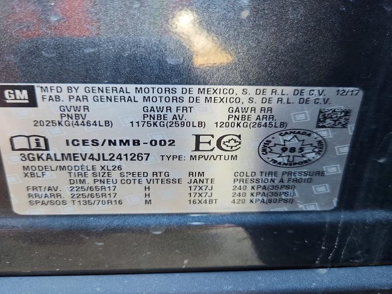 2018 Gmc Terrain მანქანა იყიდება აუქციონზე, vin: 3GKALMEV4JL241267, აუქციონის ნომერი: 51114096